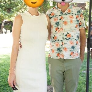 Lulu's Cream Ruffle Mock Neck Midi Dress